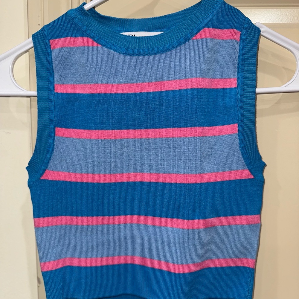 Zara Blue and Pink Striped Crop Top
